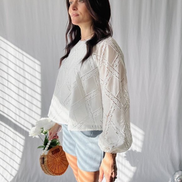 Women's Parisian Lace Long Sleeve Top | Sofie The Label | White - Picture 12 of 12